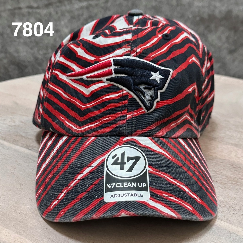 47 Brand New England Patriots NFL Hat Red Tiger Stripe Adjustable Clean Up Cap